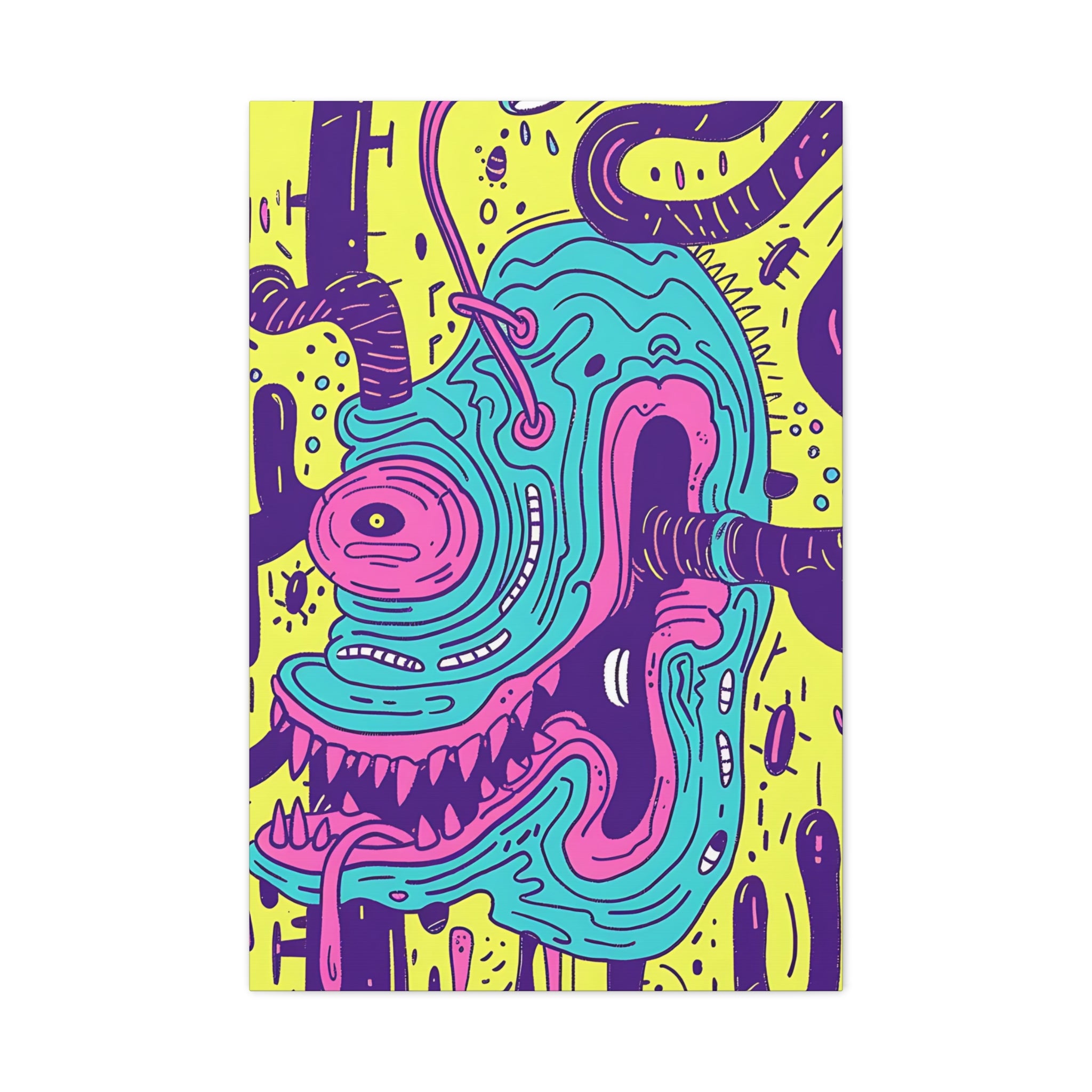 Neon Blue Cable Monster Canvas Print