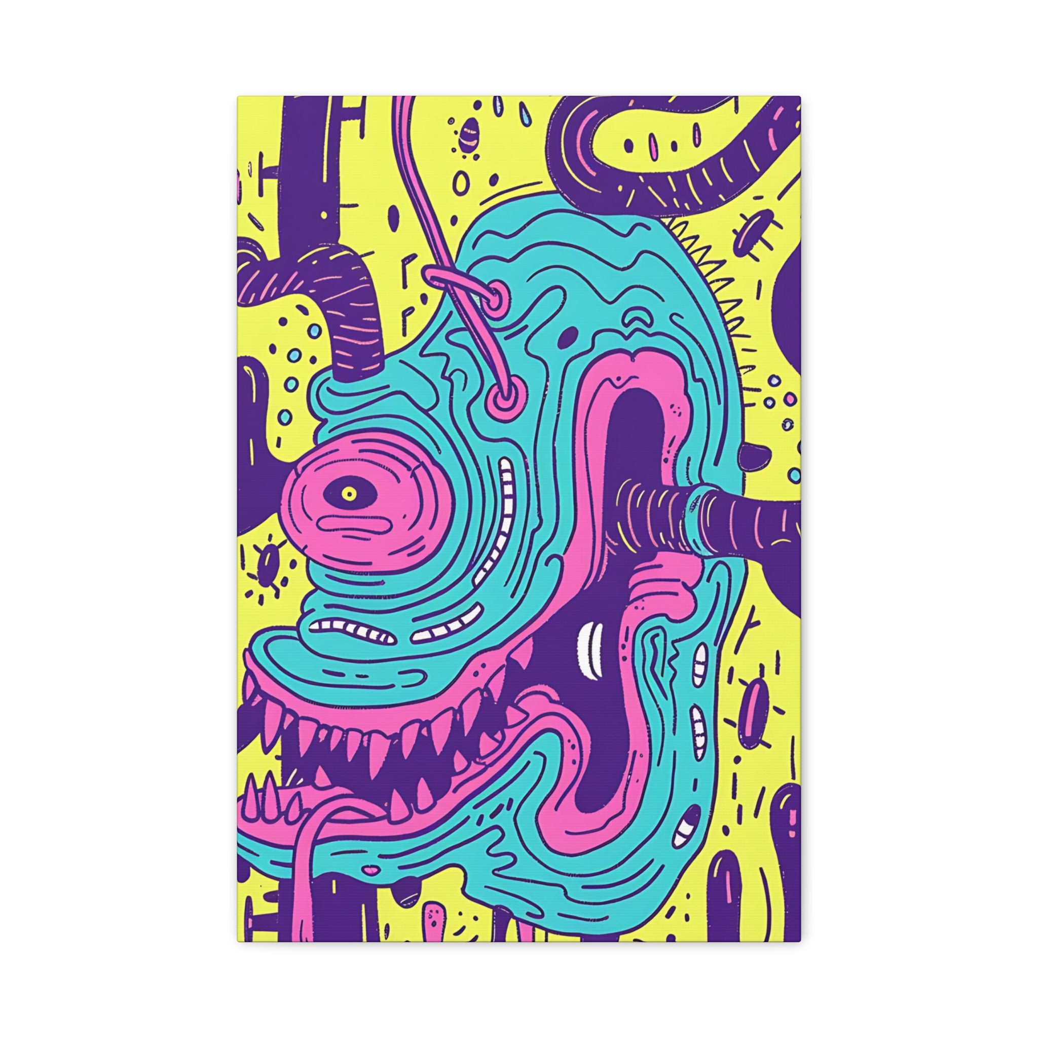 Neon Blue Cable Monster Canvas Print