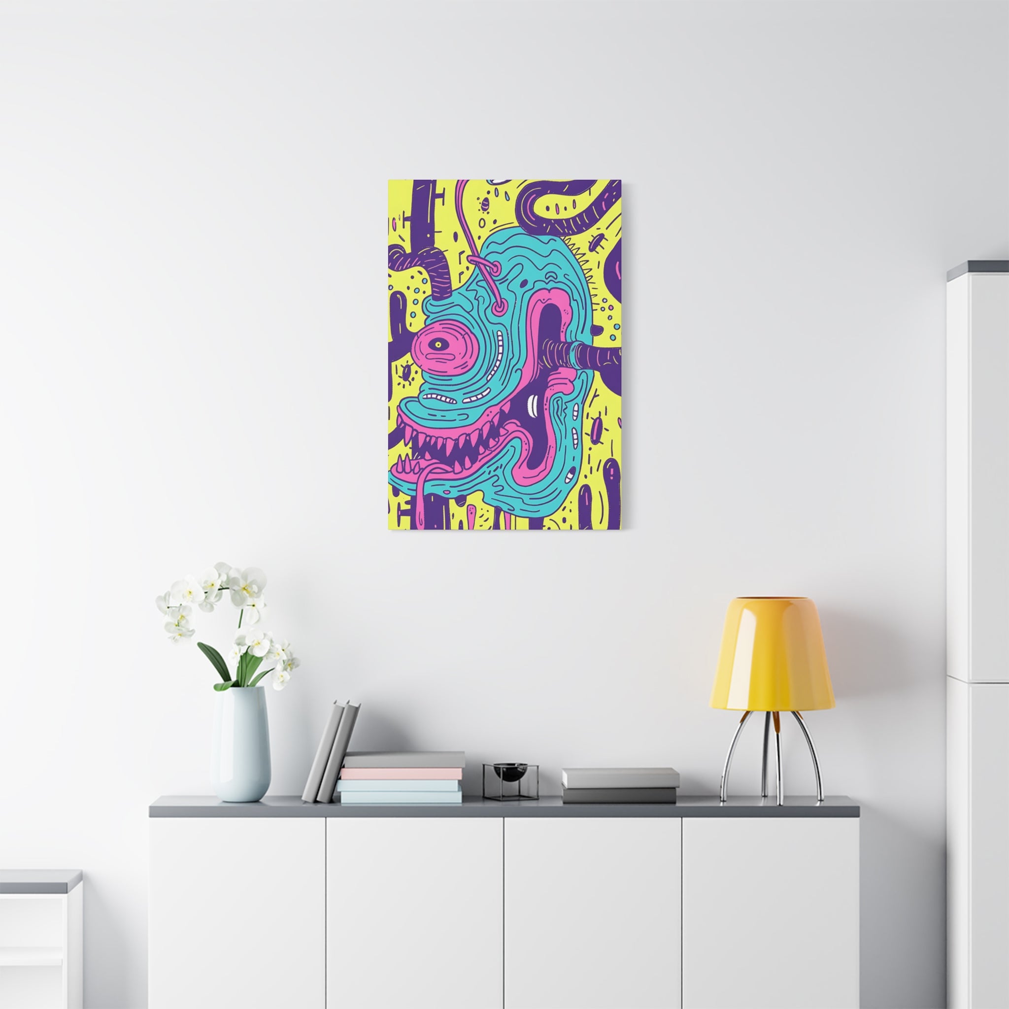 Neon Blue Cable Monster Canvas Print