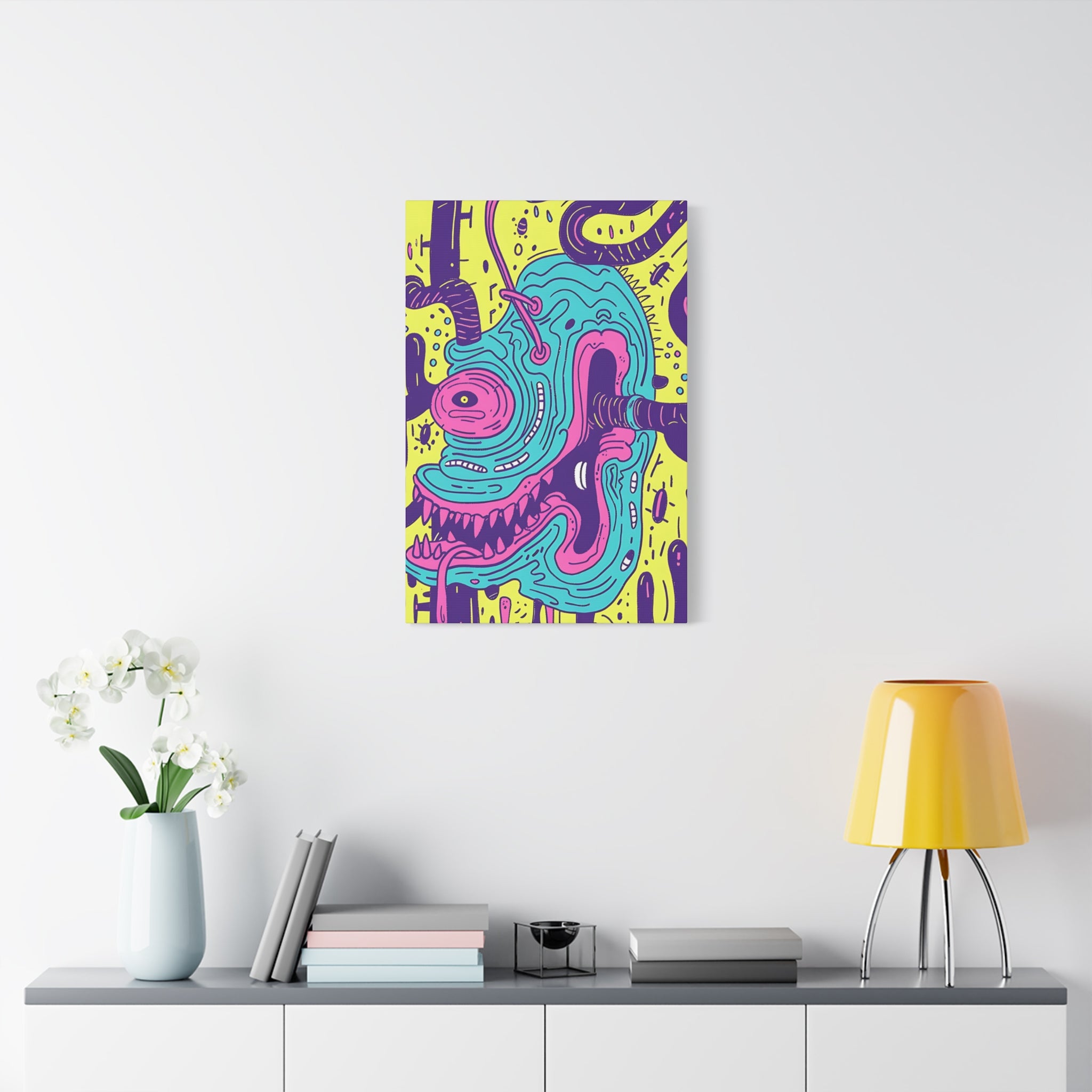 Neon Blue Cable Monster Canvas Print
