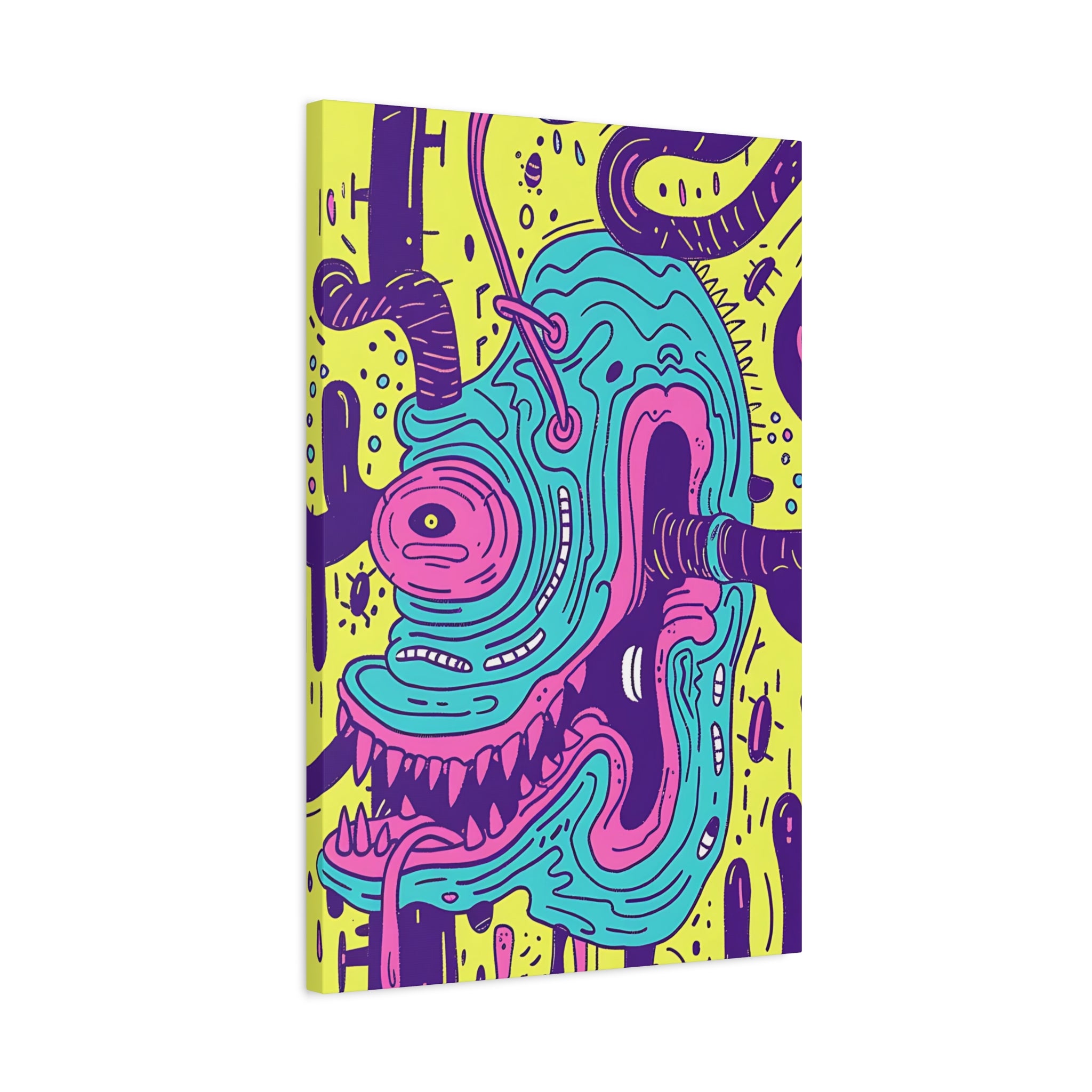 Neon Blue Cable Monster Canvas Print
