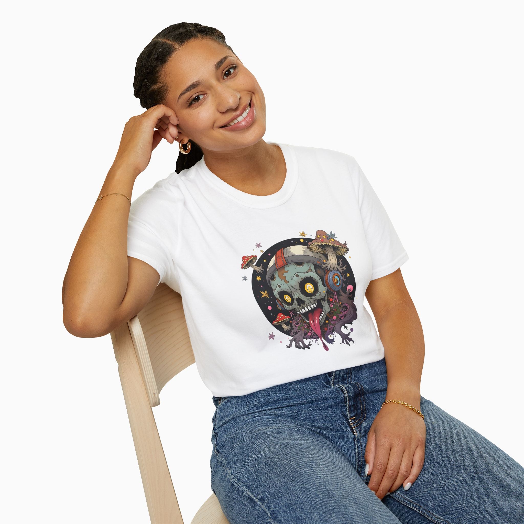 Psychedelic Mushroom Skull Unisex T-Shirt