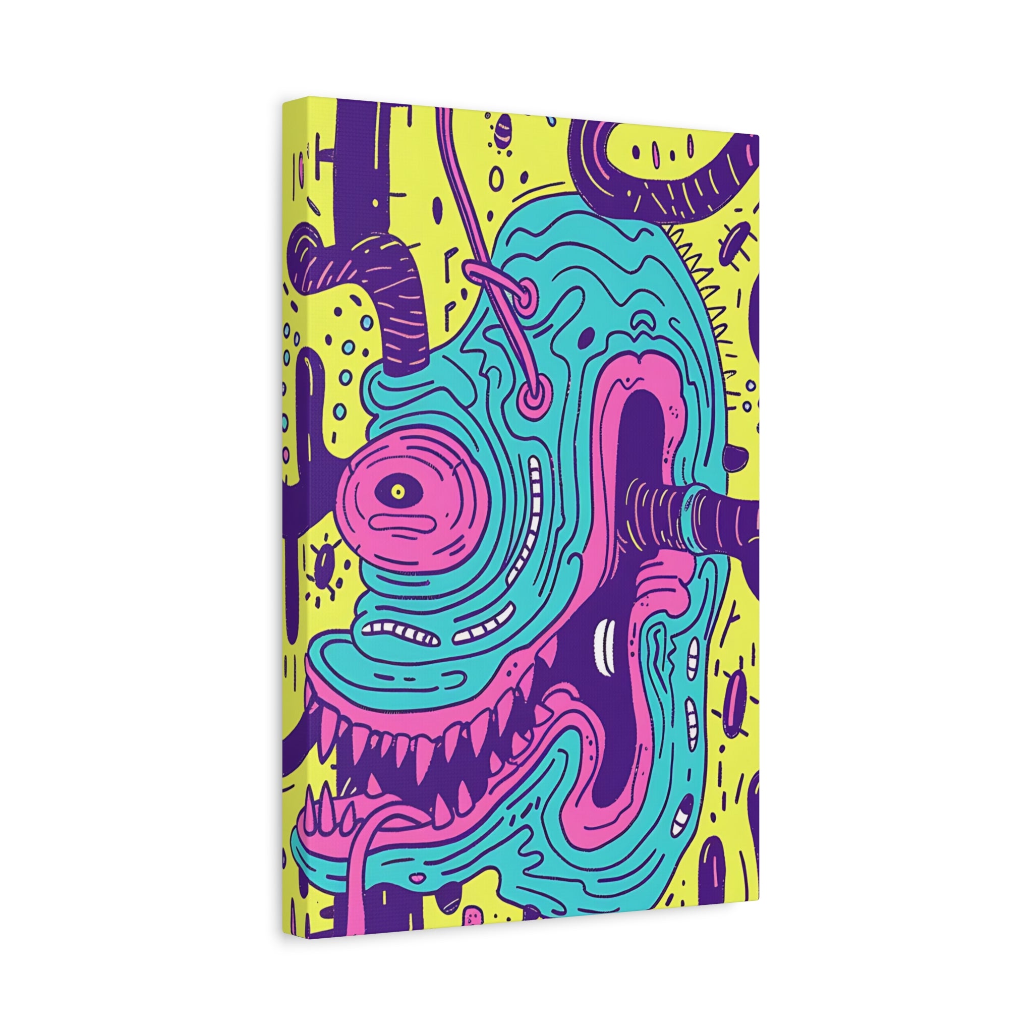 Neon Blue Cable Monster Canvas Print
