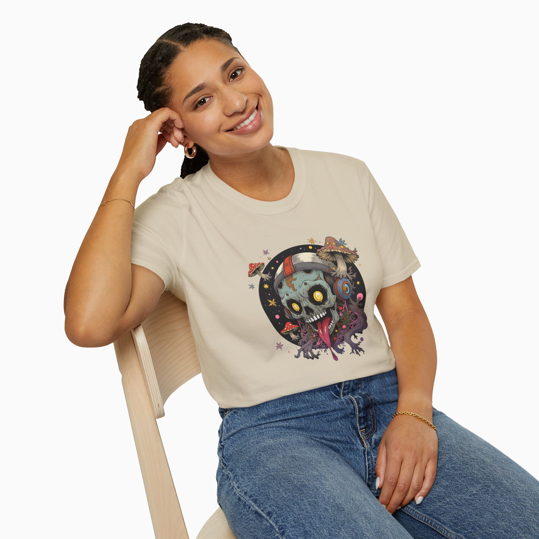 Psychedelic Mushroom Skull Unisex T-Shirt