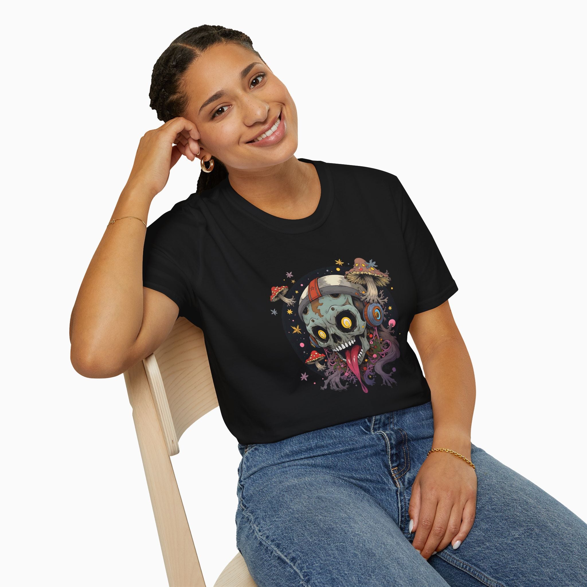Psychedelic Mushroom Skull Unisex T-Shirt