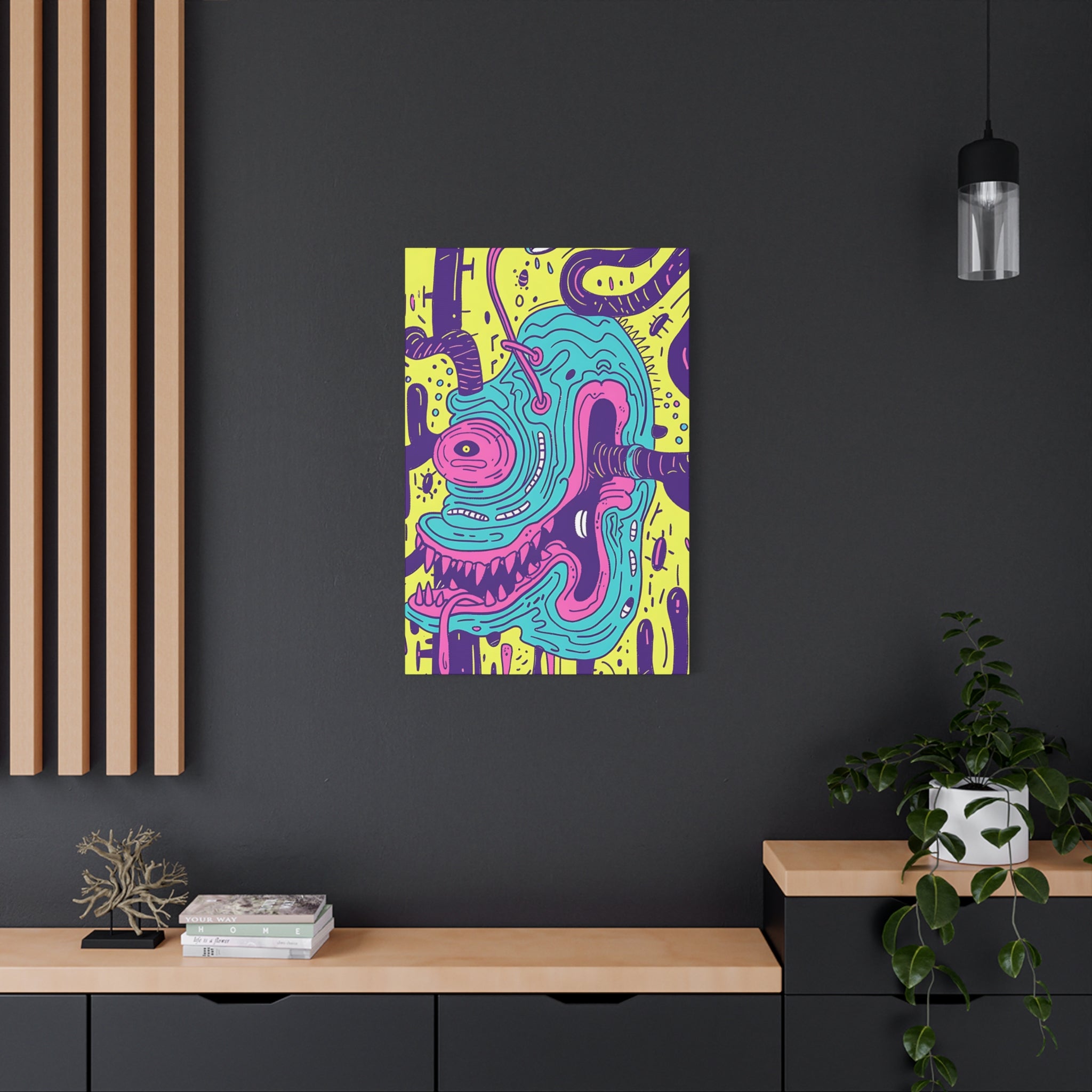 Neon Blue Cable Monster Canvas Print