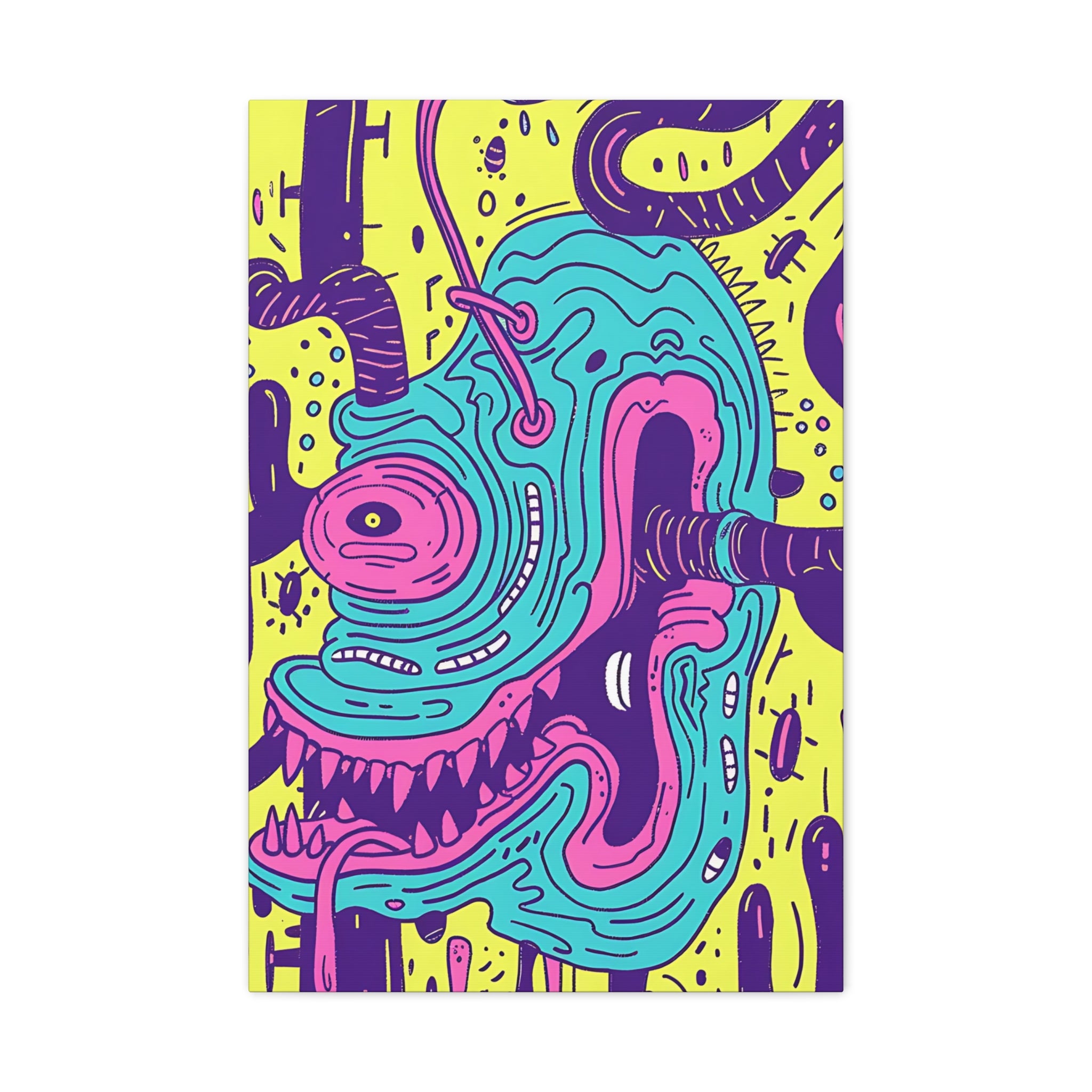 Neon Blue Cable Monster Canvas Print