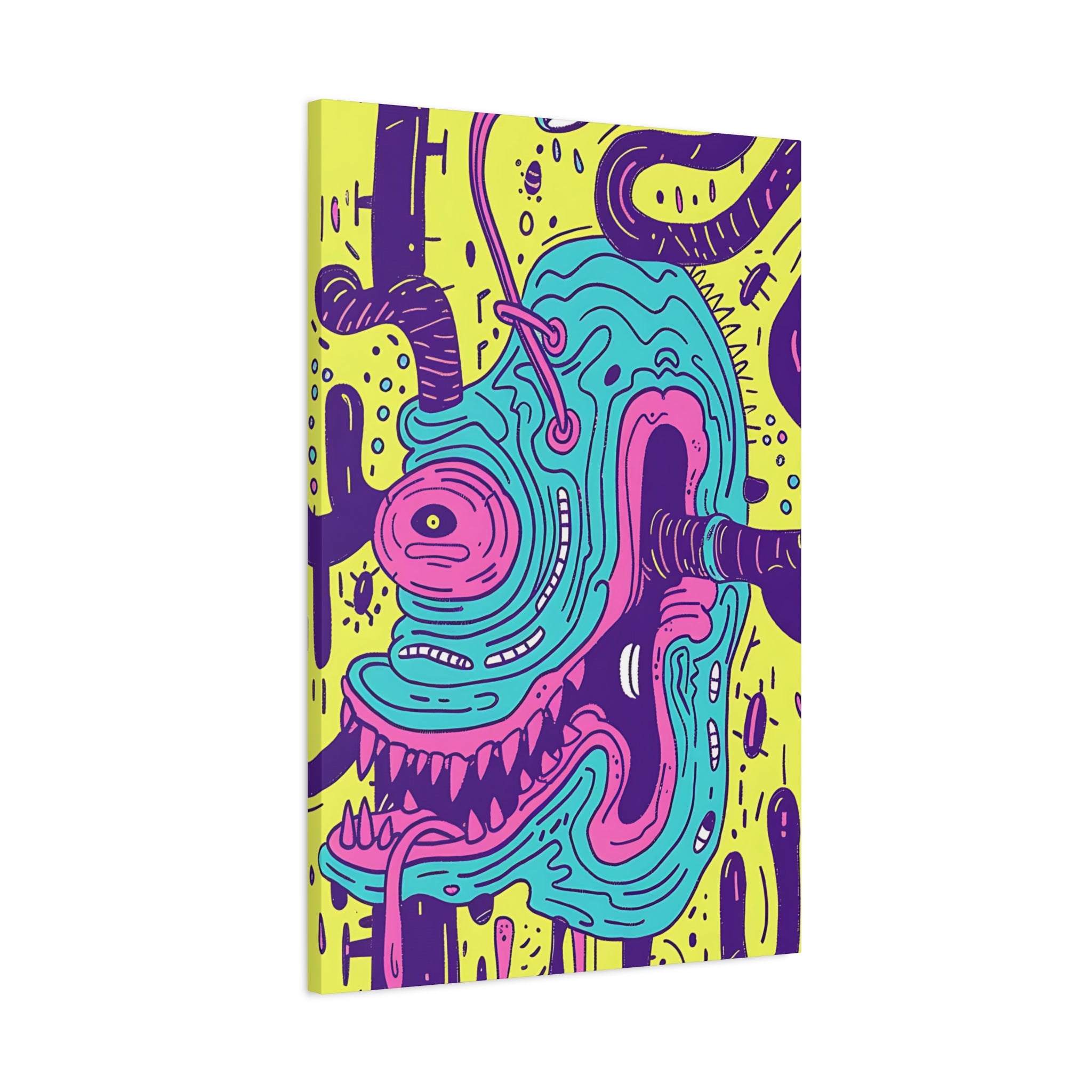 Neon Blue Cable Monster Canvas Print