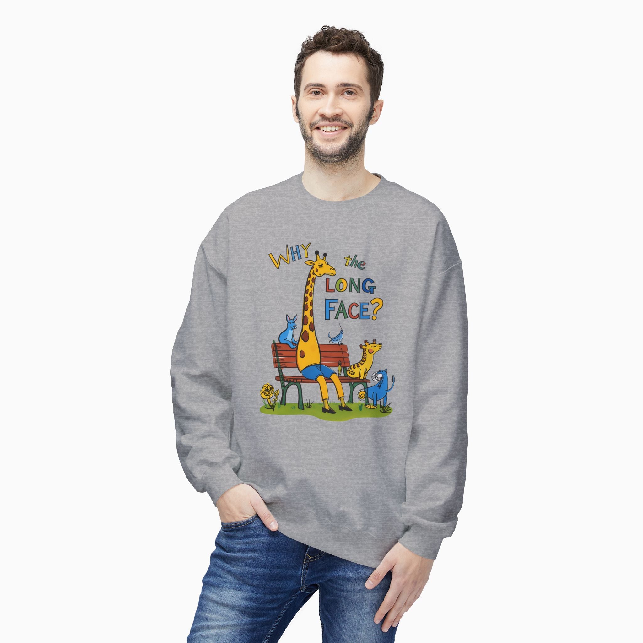 Funny Giraffe Why the Long Face Unisex Sweatshirt