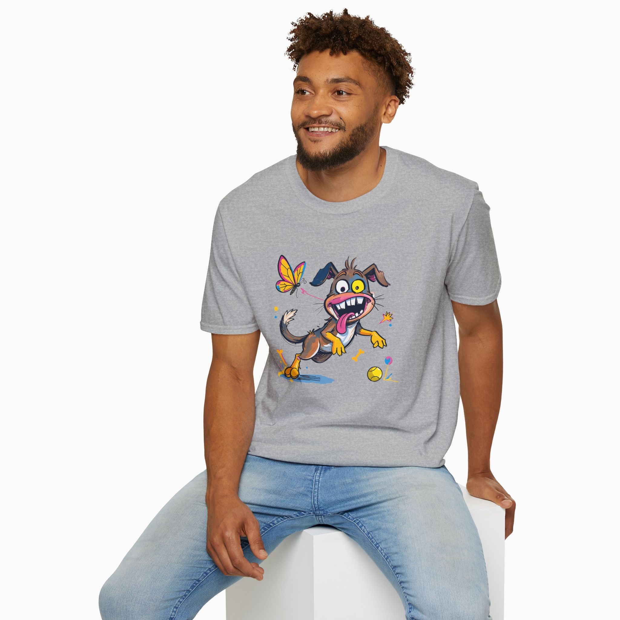 Dog And Butterfly Unisex T-Shirt