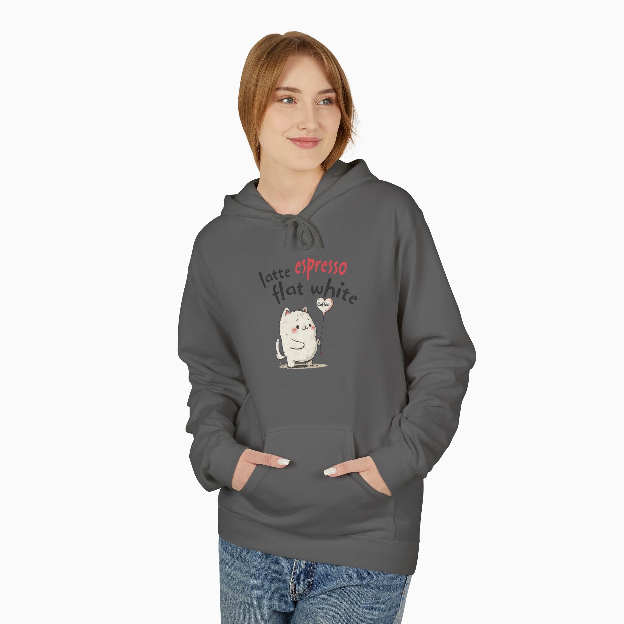Coffee Cat Latte, Espresso, Flat White Unisex Hoodie