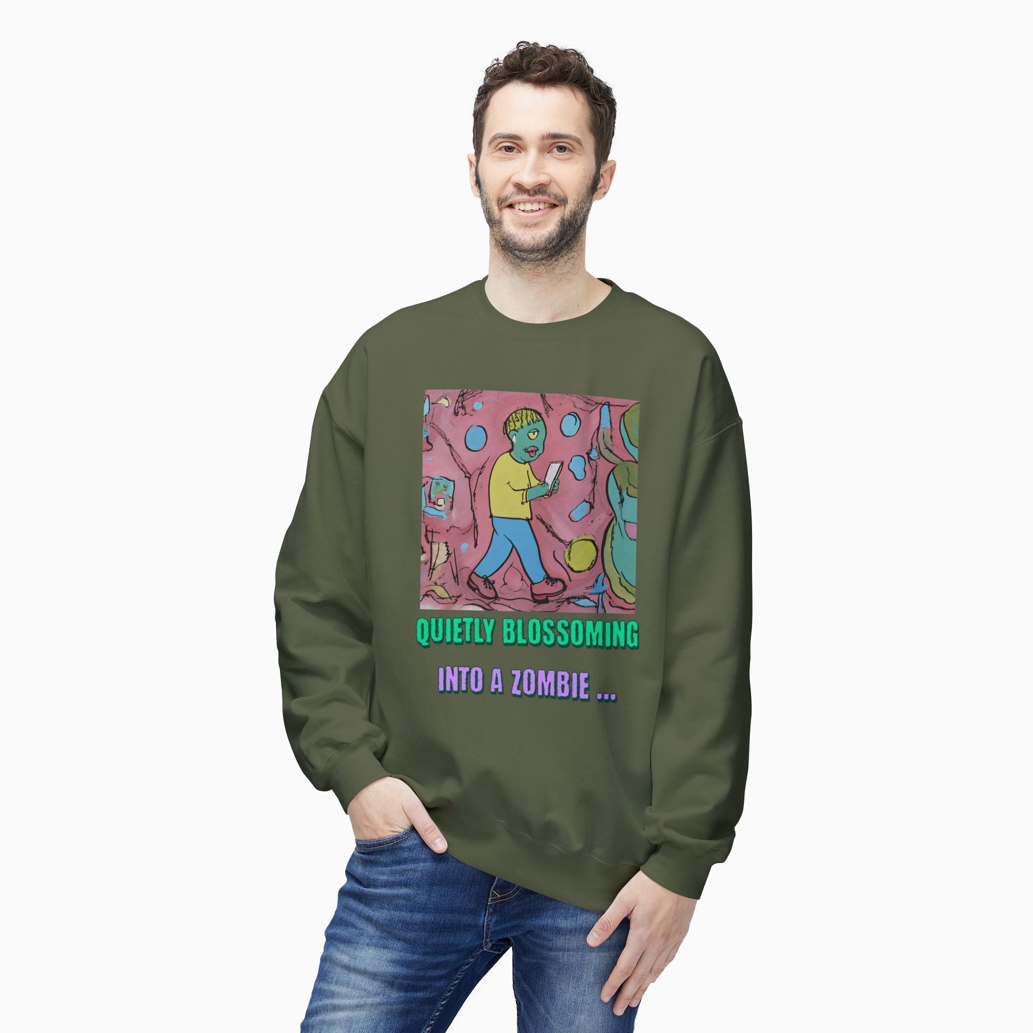 Quietly Blossoming into a Zombie Unisex Sweatshirt