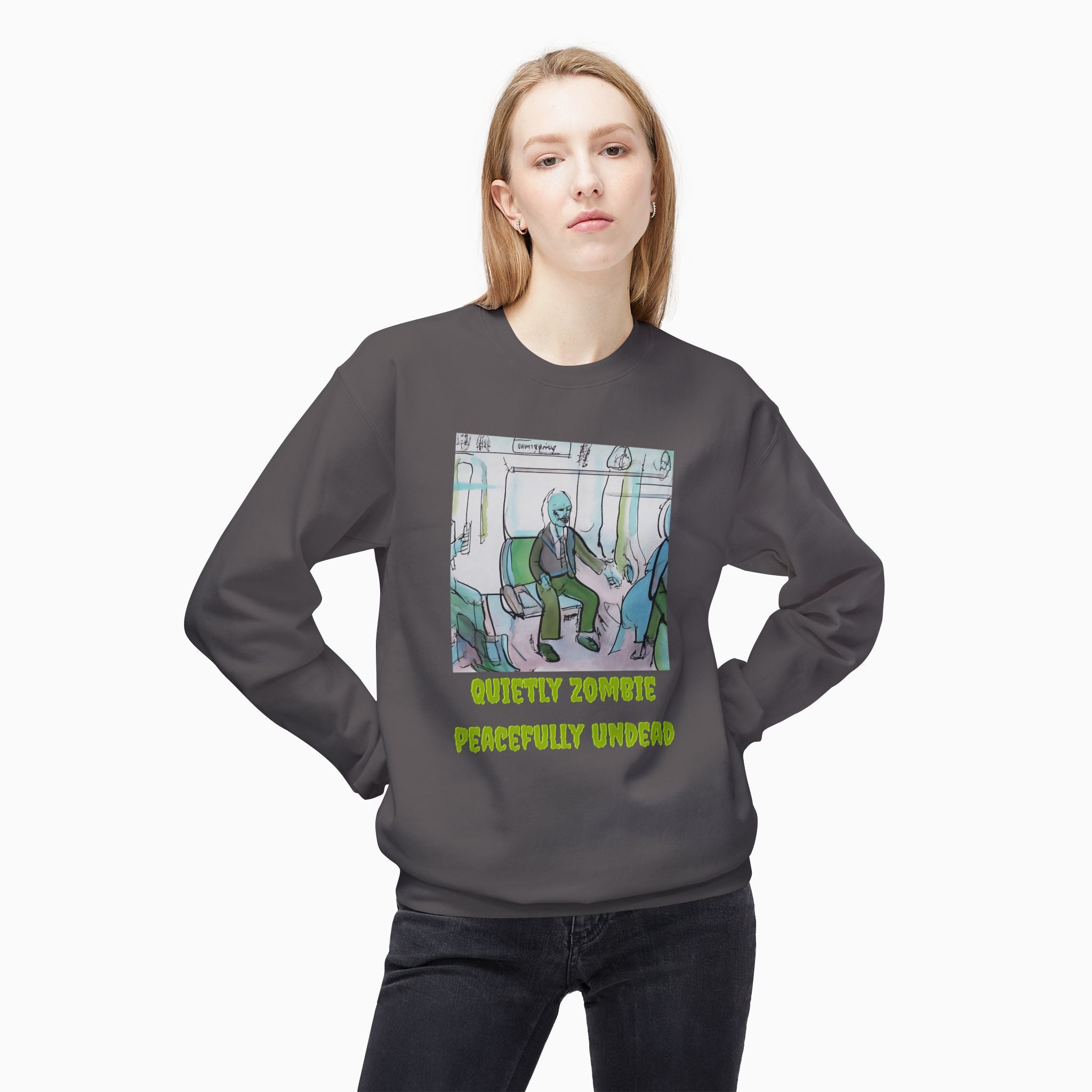 Quietly Zombie Peacefully Undead Unisex Sweatshirt