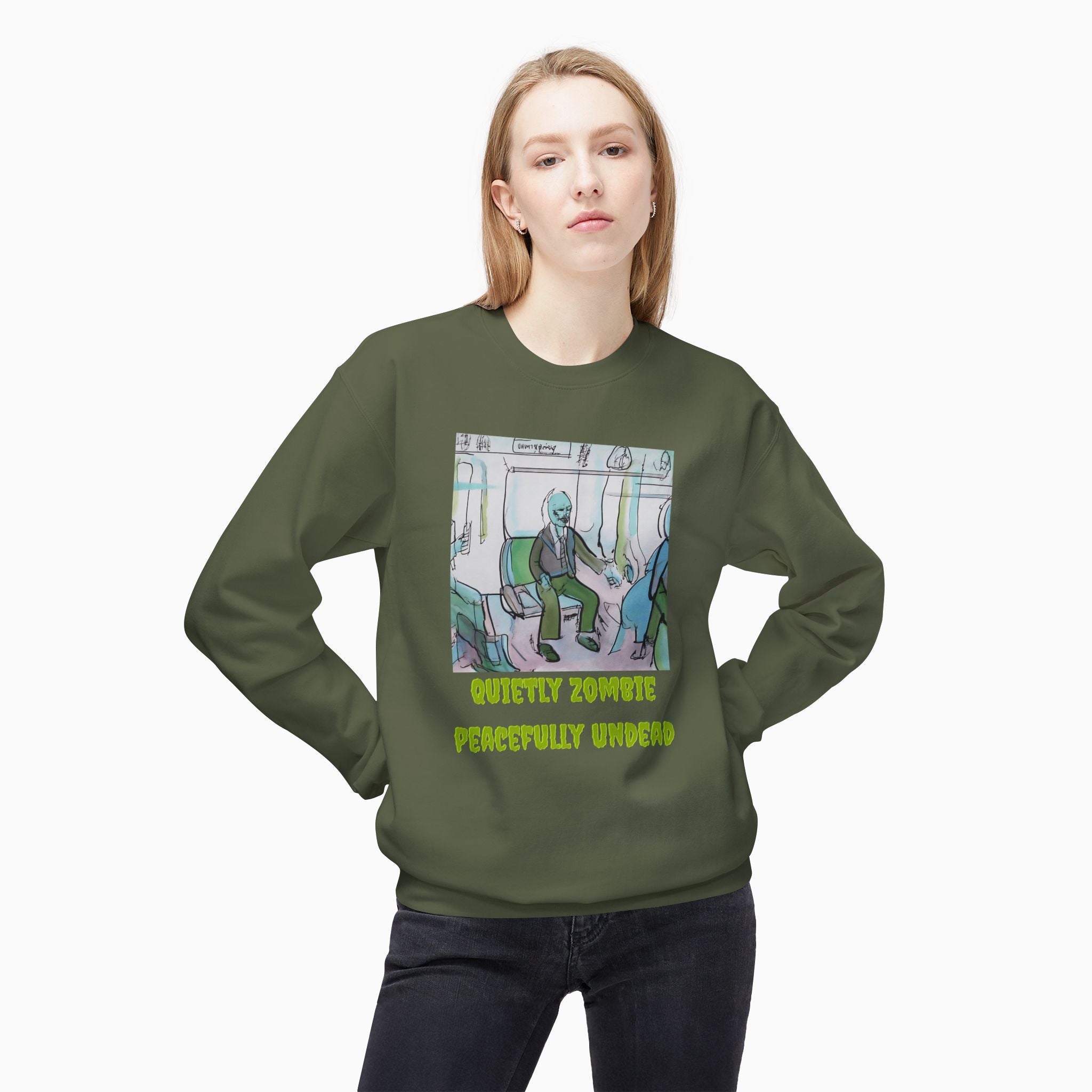 Quietly Zombie Peacefully Undead Unisex Sweatshirt