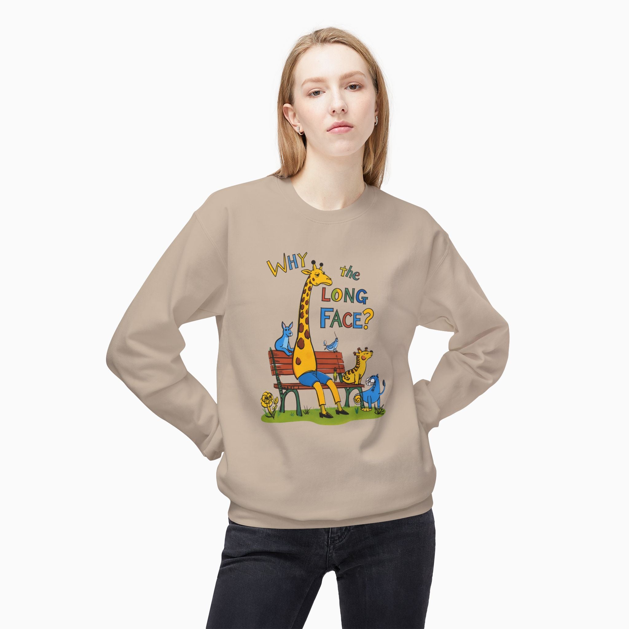 Funny Giraffe Why the Long Face Unisex Sweatshirt